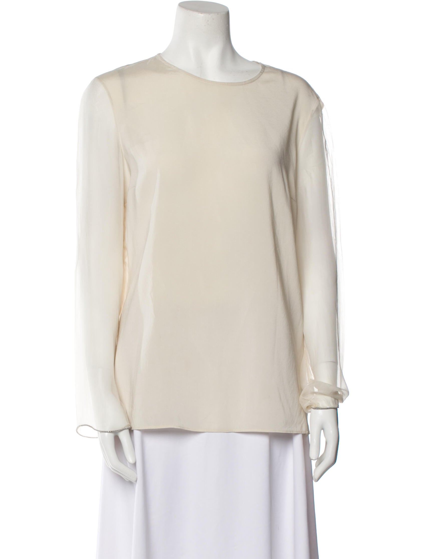 Brunello Cucinelli Silk Scoop Neck Blouse