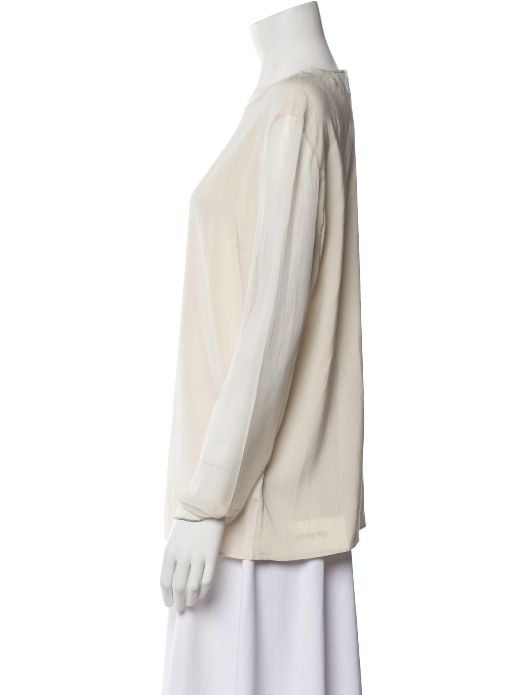 Brunello Cucinelli Silk Scoop Neck Blouse