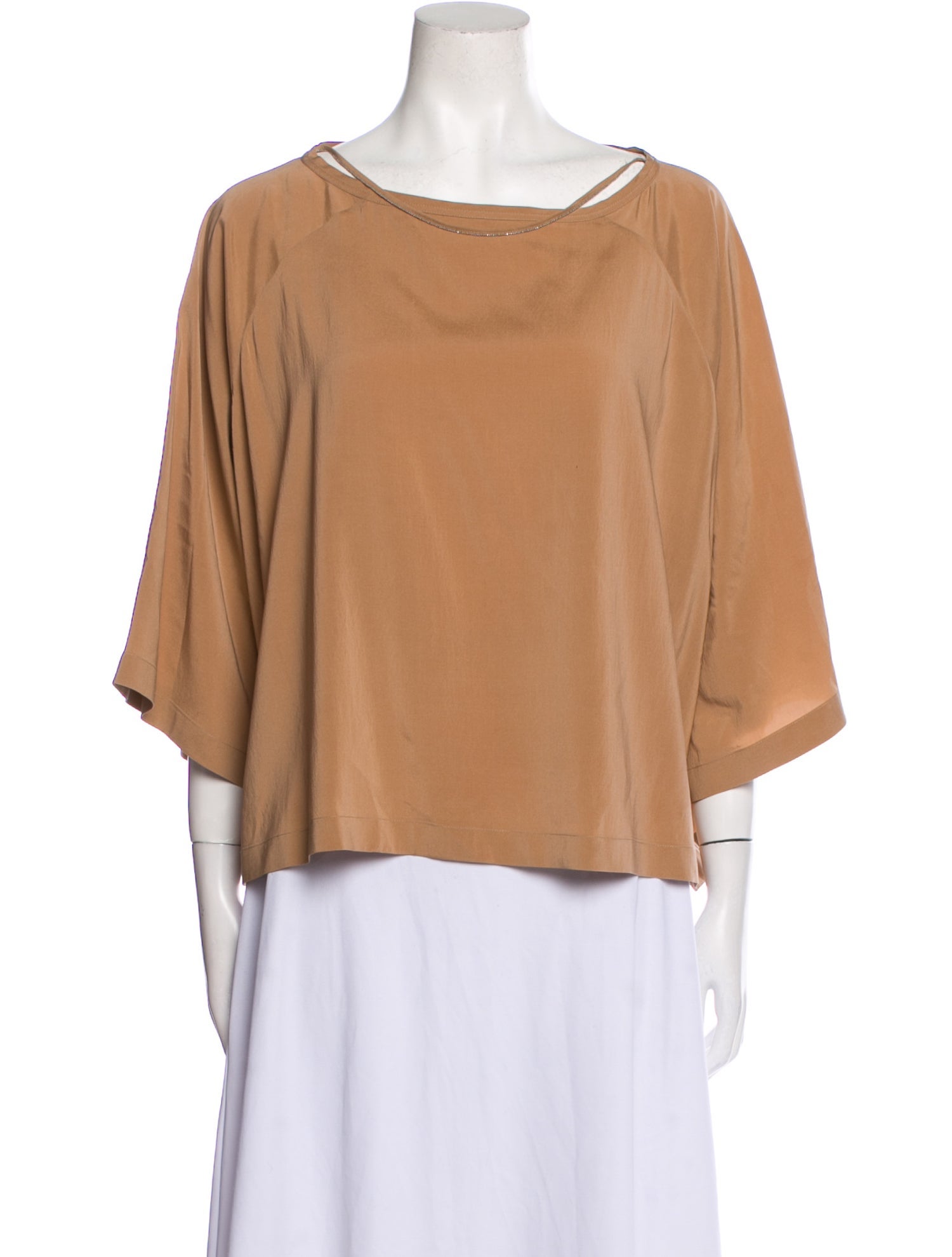 Brunello Cucinelli Silk Bateau Neckline Blouse