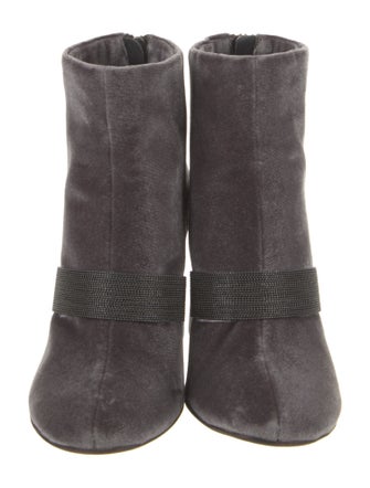 Brunello Cucinelli Velvet Beaded Accents Boots