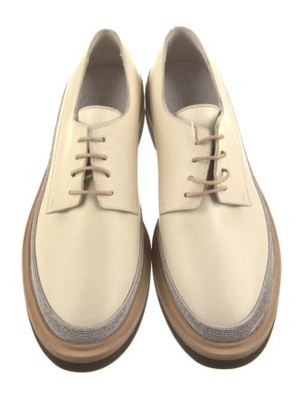 Brunello Cucinelli Leather Beaded Accents Oxfords