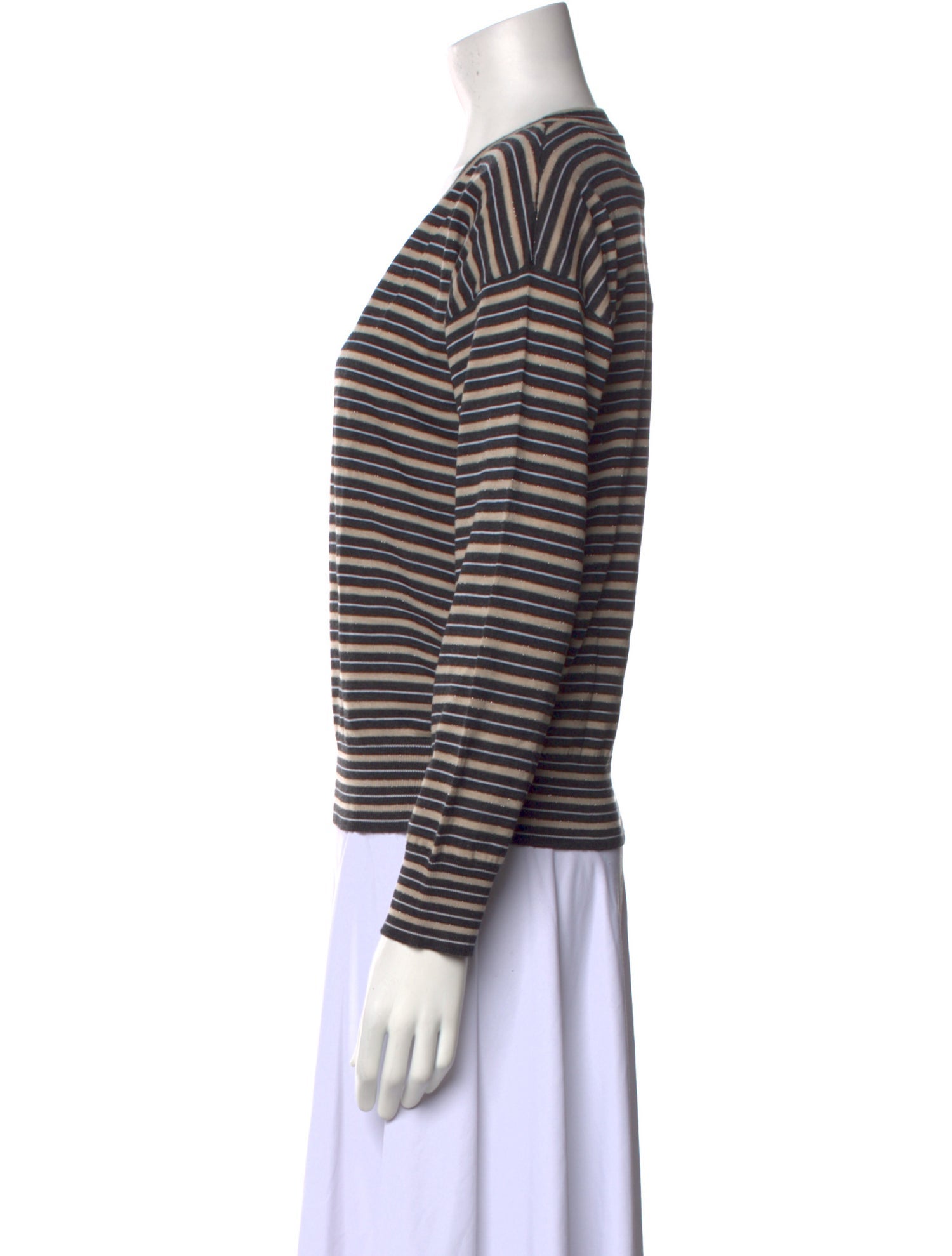 Brunello Cucinelli Striped V-Neck Sweater
