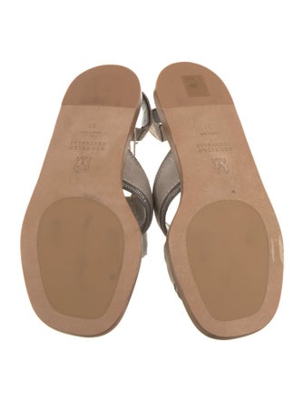Brunello Cucinelli Suede Beaded Accents Slingback Sandals