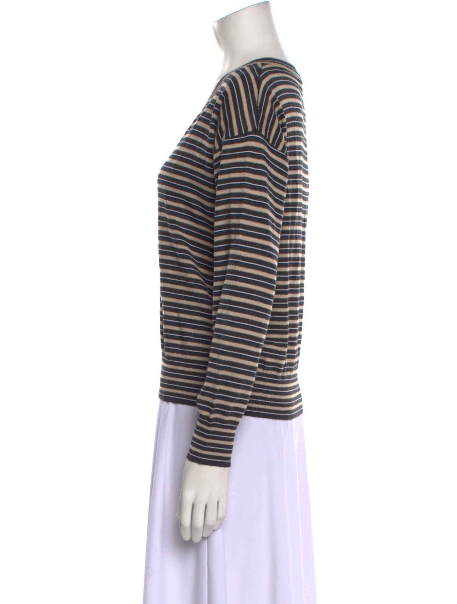 Brunello Cucinelli Striped V-Neck Sweater