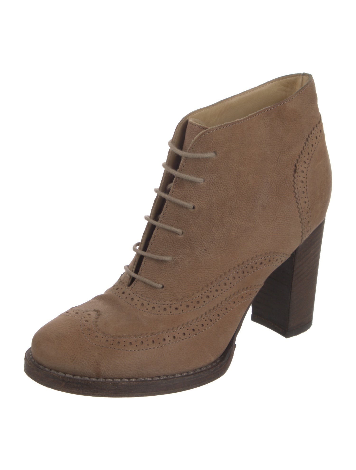 Brunello Cucinelli Leather Eyelet Trim Lace-Up Boots