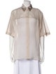 Brunello Cucinelli Silk Short Sleeve Button-Up Top