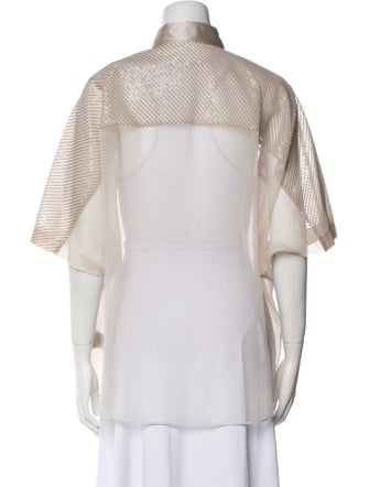 Brunello Cucinelli Silk Short Sleeve Button-Up Top