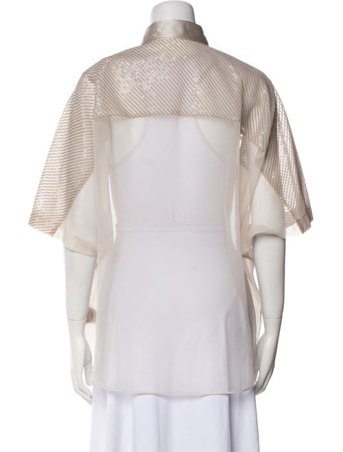 Brunello Cucinelli Silk Short Sleeve Button-Up Top