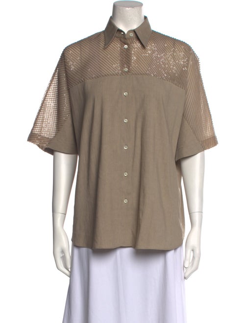 Brunello Cucinelli Short Sleeve Button-Up Top