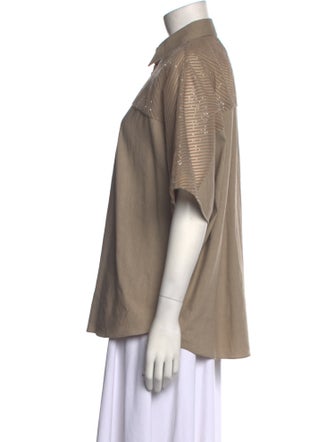 Brunello Cucinelli Short Sleeve Button-Up Top