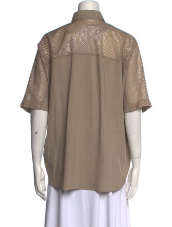 Brunello Cucinelli Short Sleeve Button-Up Top