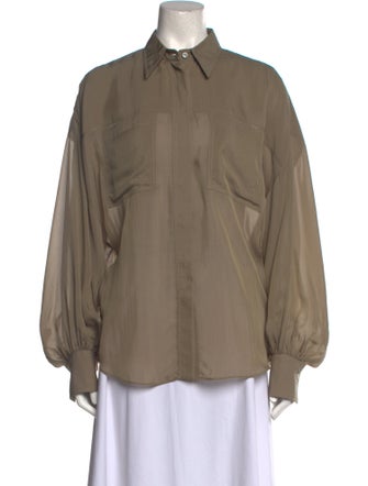 Brunello Cucinelli Long Sleeve Button-Up Top