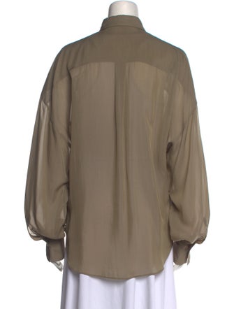Brunello Cucinelli Long Sleeve Button-Up Top
