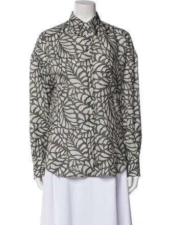 Brunello Cucinelli Silk Printed Button-Up Top