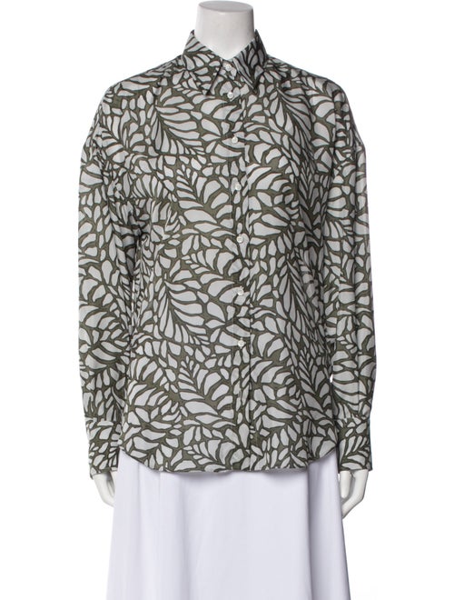 Brunello Cucinelli Silk Printed Button-Up Top