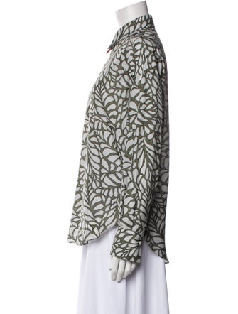 Brunello Cucinelli Silk Printed Button-Up Top