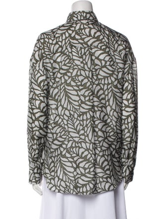 Brunello Cucinelli Silk Printed Button-Up Top