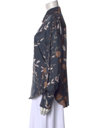 Brunello Cucinelli Silk Printed Button-Up Top