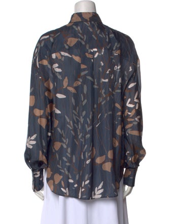 Brunello Cucinelli Silk Printed Button-Up Top