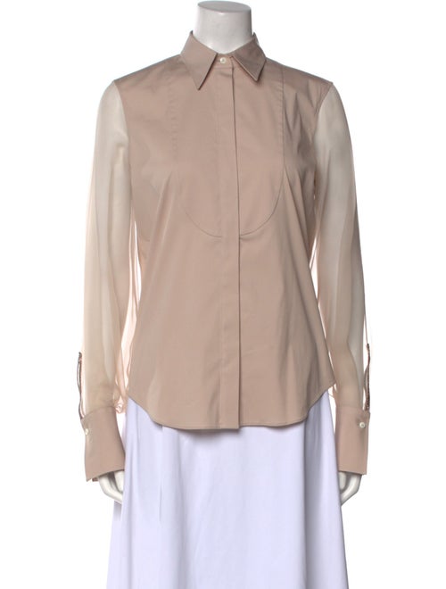Brunello Cucinelli Silk Long Sleeve Button-Up Top