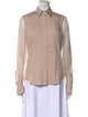 Brunello Cucinelli Silk Long Sleeve Button-Up Top
