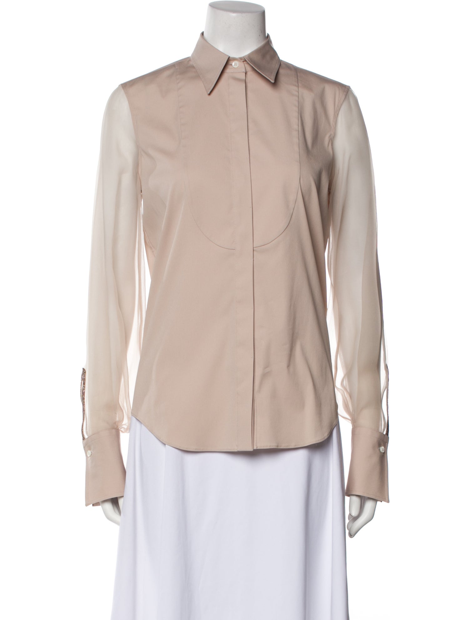 Brunello Cucinelli Long Sleeve Button-Up Top