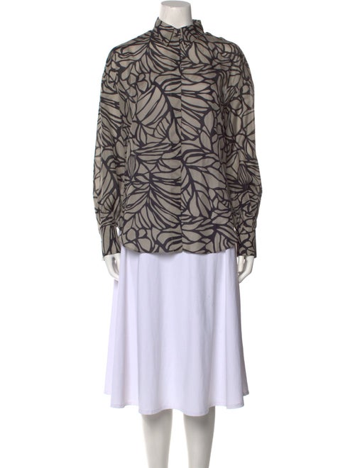 Brunello Cucinelli Silk Printed Button-Up Top