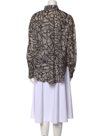 Brunello Cucinelli Silk Printed Button-Up Top