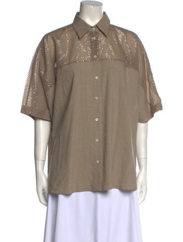 Brunello Cucinelli Tops Short Sleeve Button-Up Top M