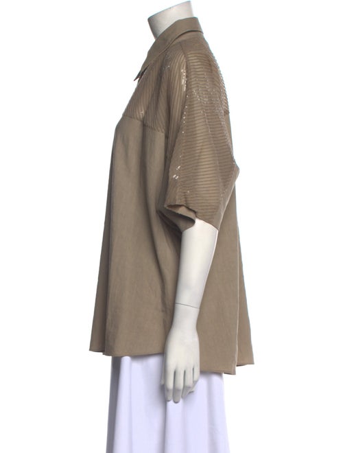 Brunello Cucinelli Short Sleeve Button-Up Top