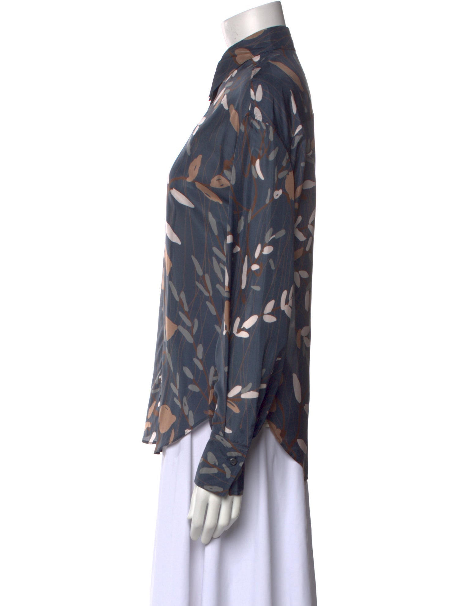 Brunello Cucinelli Silk Printed Button-Up Top