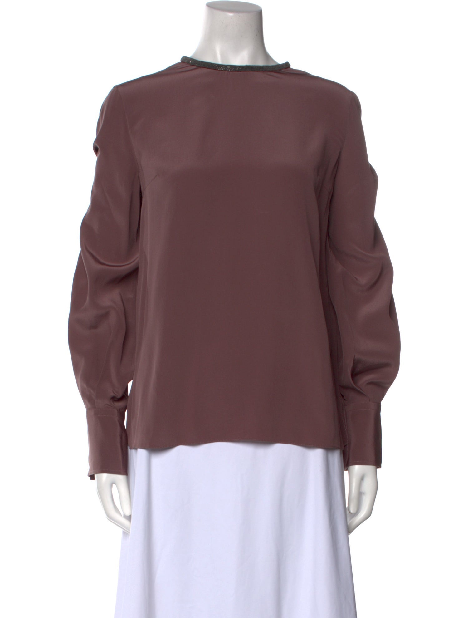 Brunello Cucinelli Silk Crew Neck Sweatshirt