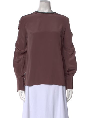 Brunello Cucinelli Tops Silk Crew Neck Sweatshirt L