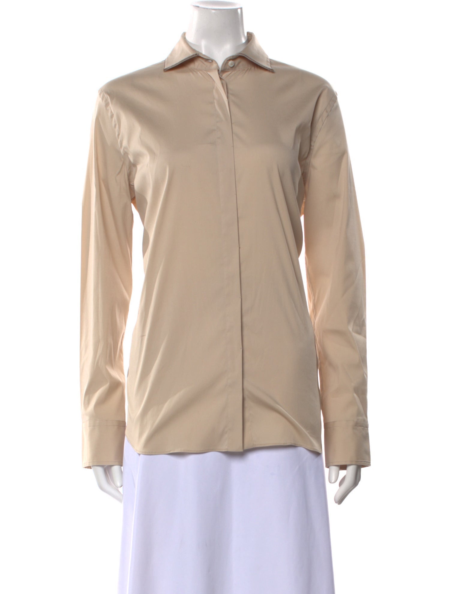 Brunello Cucinelli Long Sleeve Button-Up Top