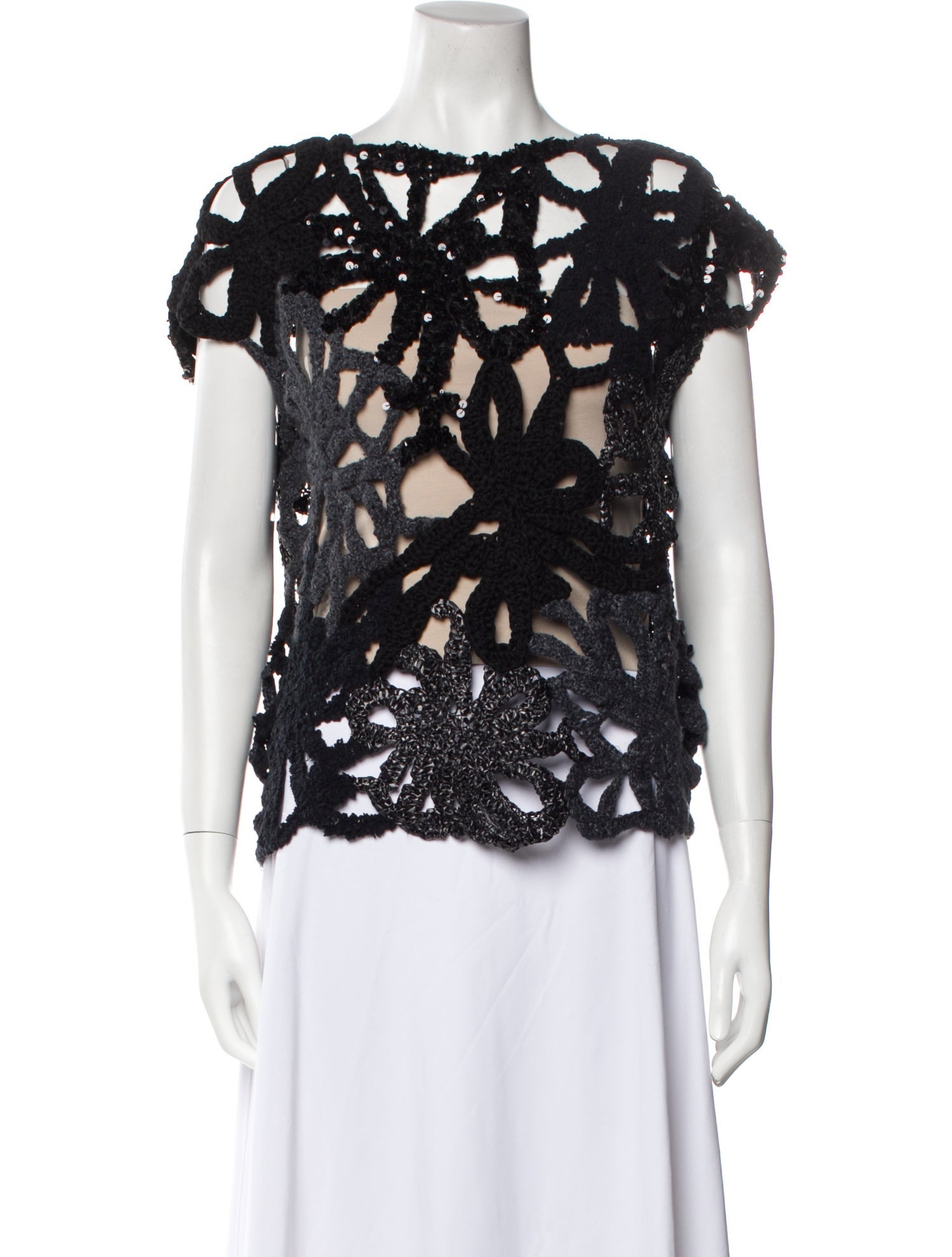 Brunello Cucinelli Lace Pattern Bateau Neckline Blouse