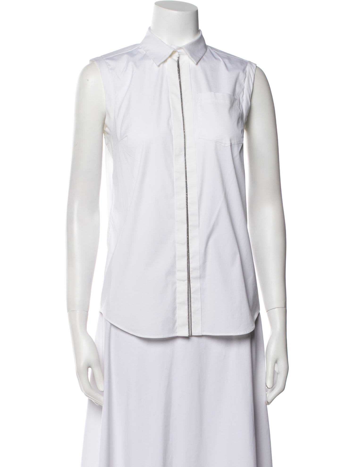 Brunello Cucinelli Mock Neck Long Sleeve Blouse