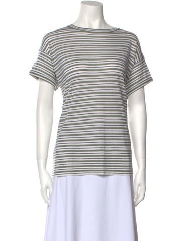 Brunello Cucinelli Tops Striped Bateau Neckline T-Shirt M