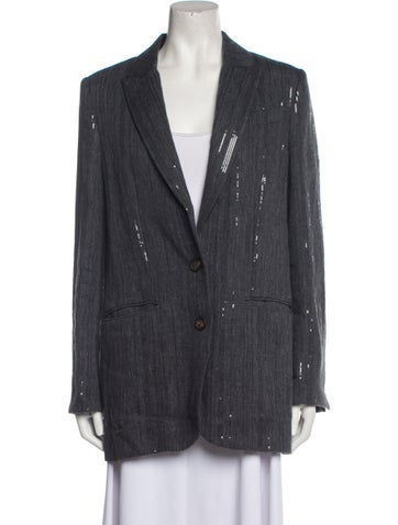 Brunello Cucinelli Jackets Linen Tweed Pattern Blazer Us6, It42 | M
