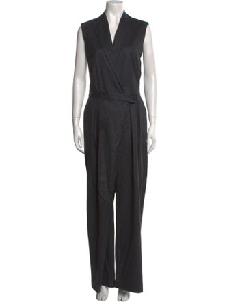 Brunello Cucinelli Virgin Wool V-Neck Jumpsuit