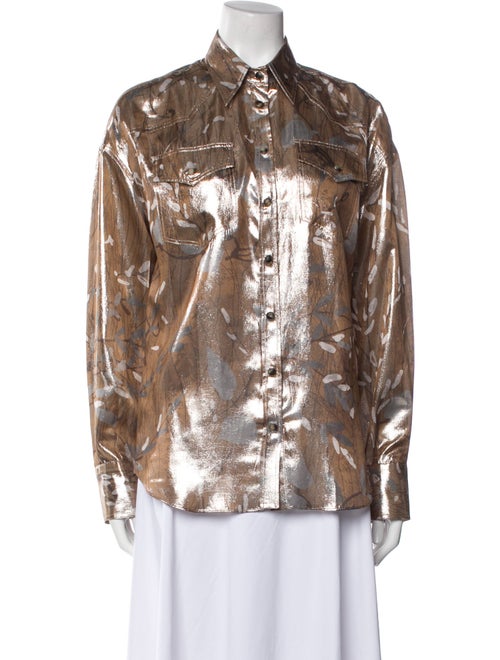 Brunello Cucinelli Silk Printed Button-Up Top