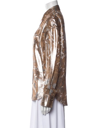 Brunello Cucinelli Silk Printed Button-Up Top