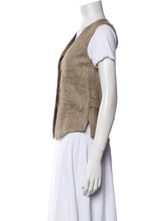 Brunello Cucinelli Linen Tweed Pattern Vest