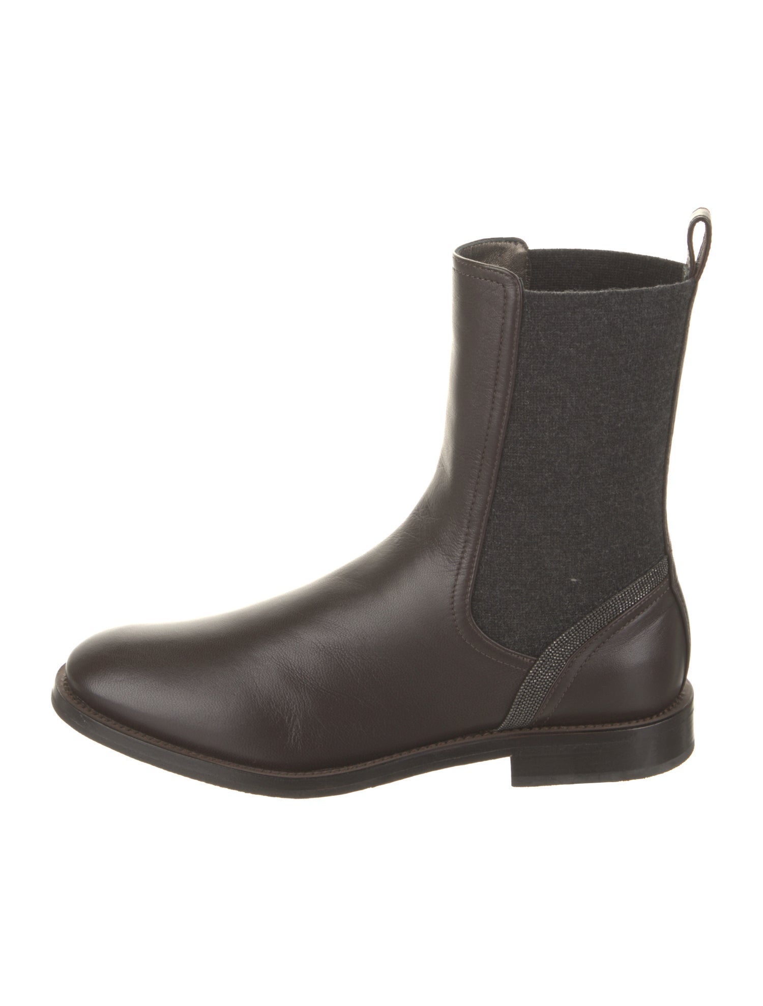 Brunello Cucinelli Monili Leather Chelsea Boots