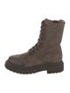 Brunello Cucinelli Suede Colorblock Pattern Combat Boots