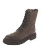 Brunello Cucinelli Suede Colorblock Pattern Combat Boots