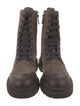 Brunello Cucinelli Suede Colorblock Pattern Combat Boots