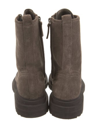 Brunello Cucinelli Suede Colorblock Pattern Combat Boots