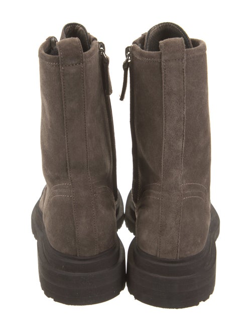 Brunello Cucinelli Suede Colorblock Pattern Combat Boots