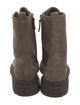 Brunello Cucinelli Suede Colorblock Pattern Combat Boots
