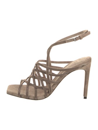 Brunello Cucinelli Monili Suede Sandals